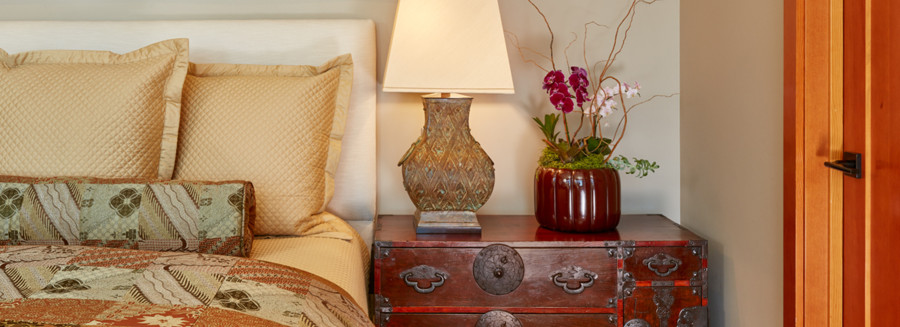 Verdi gris bronze urn lamps from Lawrence and Scott